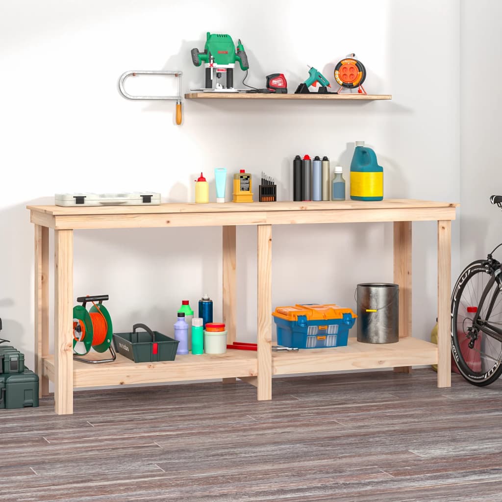 arbejdsbord 180x50x80 cm massivt fyrretræ billede