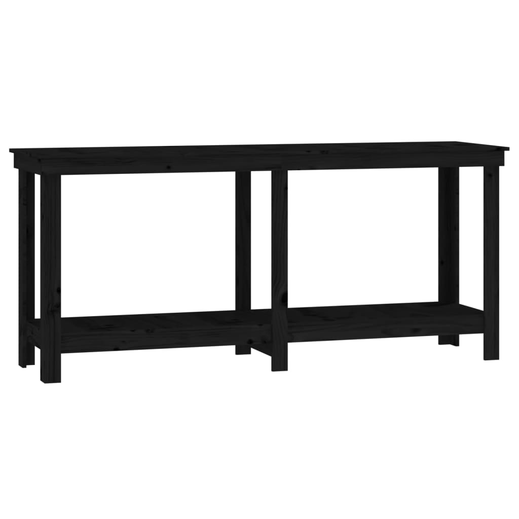 arbejdsbord 180x50x80 cm massivt fyrretræ sort billede