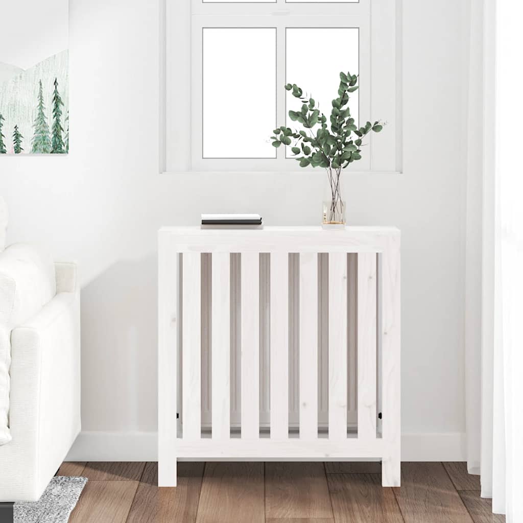radiatorskjuler 79,5x19x84 cm massivt fyrretræ hvid