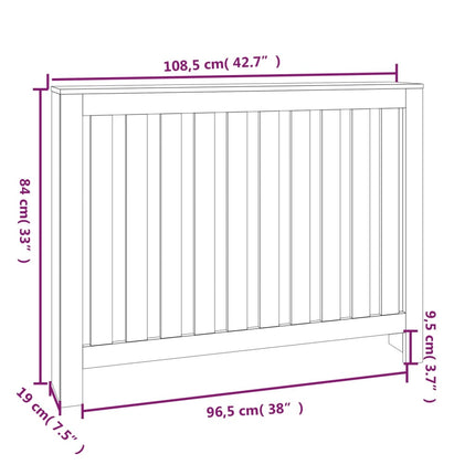radiatorskjuler 108,5x19x84 cm massivt fyrretræ
