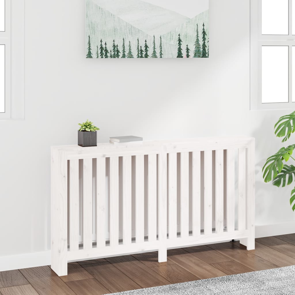 radiatorskjuler 153x19x84 cm massivt fyrretræ hvid