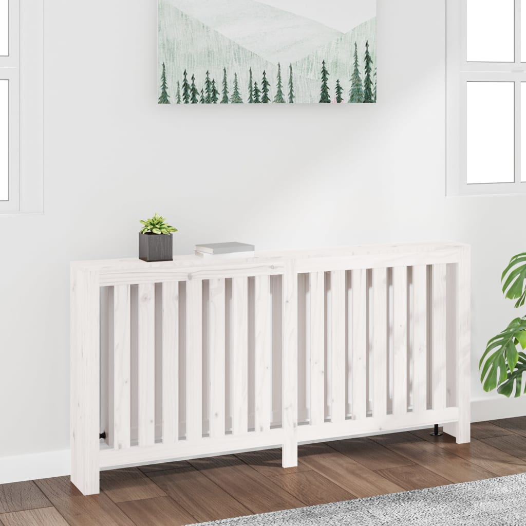 radiatorskjuler 169x19x84 cm massivt fyrretræ hvid