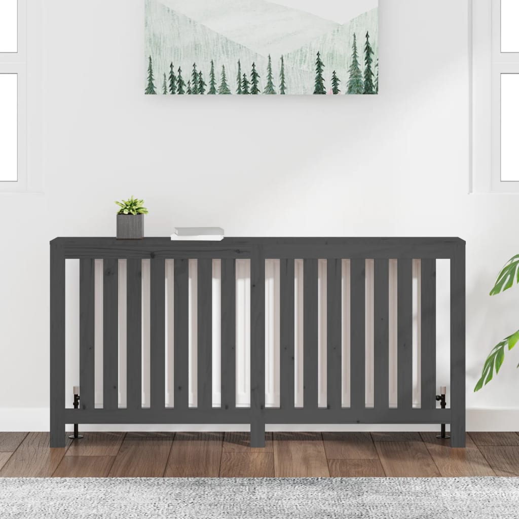 radiatorskjuler 169x19x84 cm massivt fyrretræ grå
