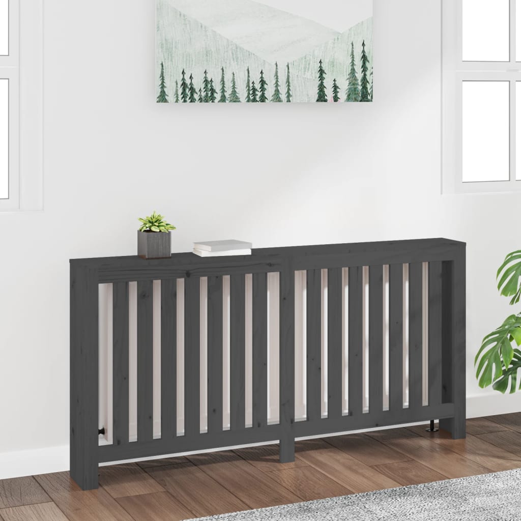 radiatorskjuler 169x19x84 cm massivt fyrretræ grå