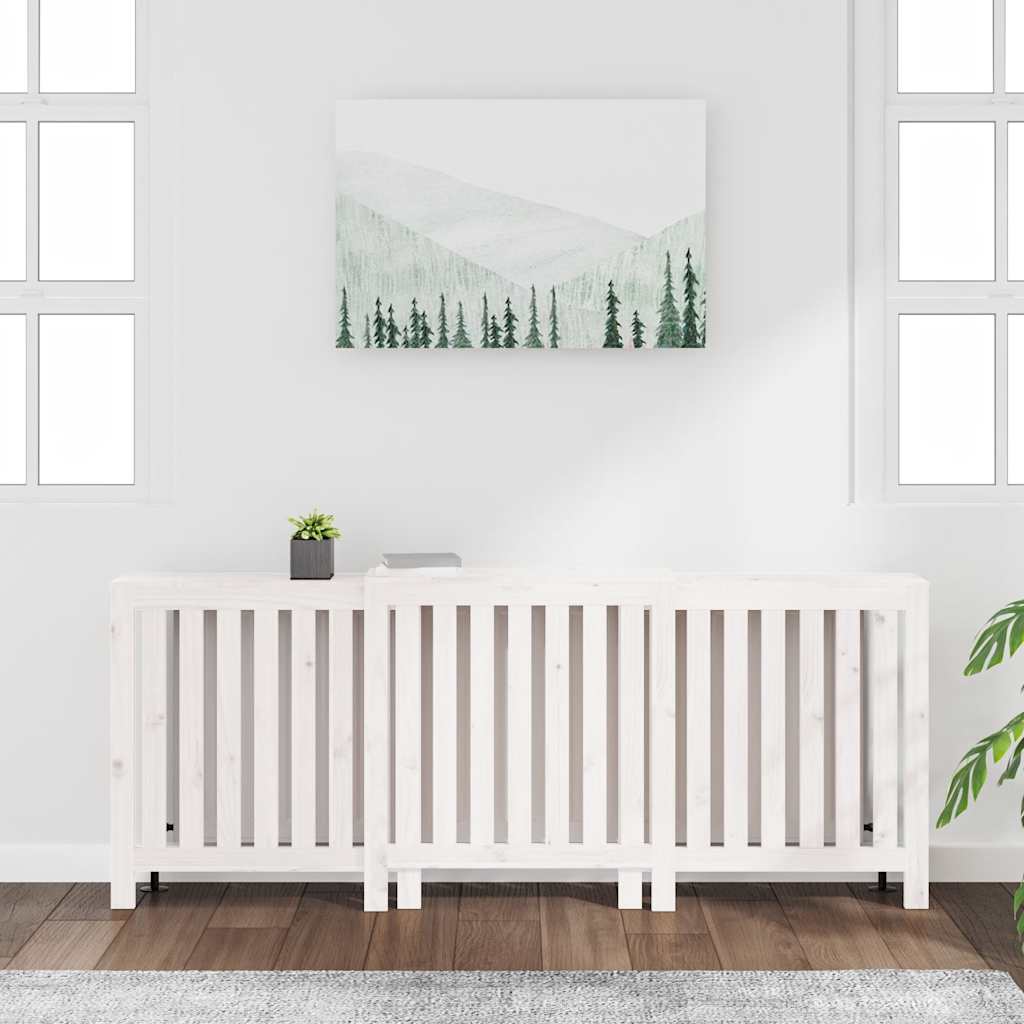 radiatorskjuler 210x21x85 cm massivt fyrretræ hvid