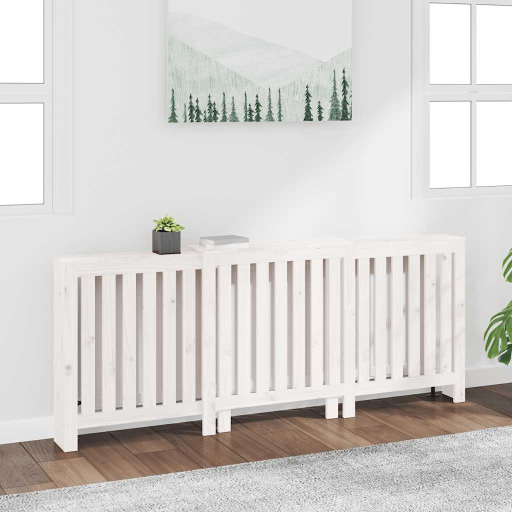 radiatorskjuler 210x21x85 cm massivt fyrretræ hvid