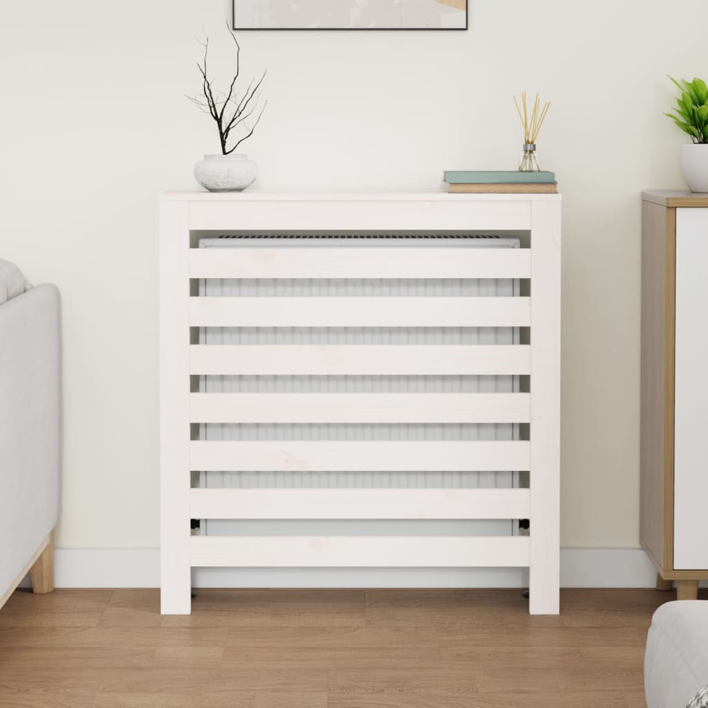 radiatorskjuler 79,5x19x84 cm massivt fyrretræ hvid