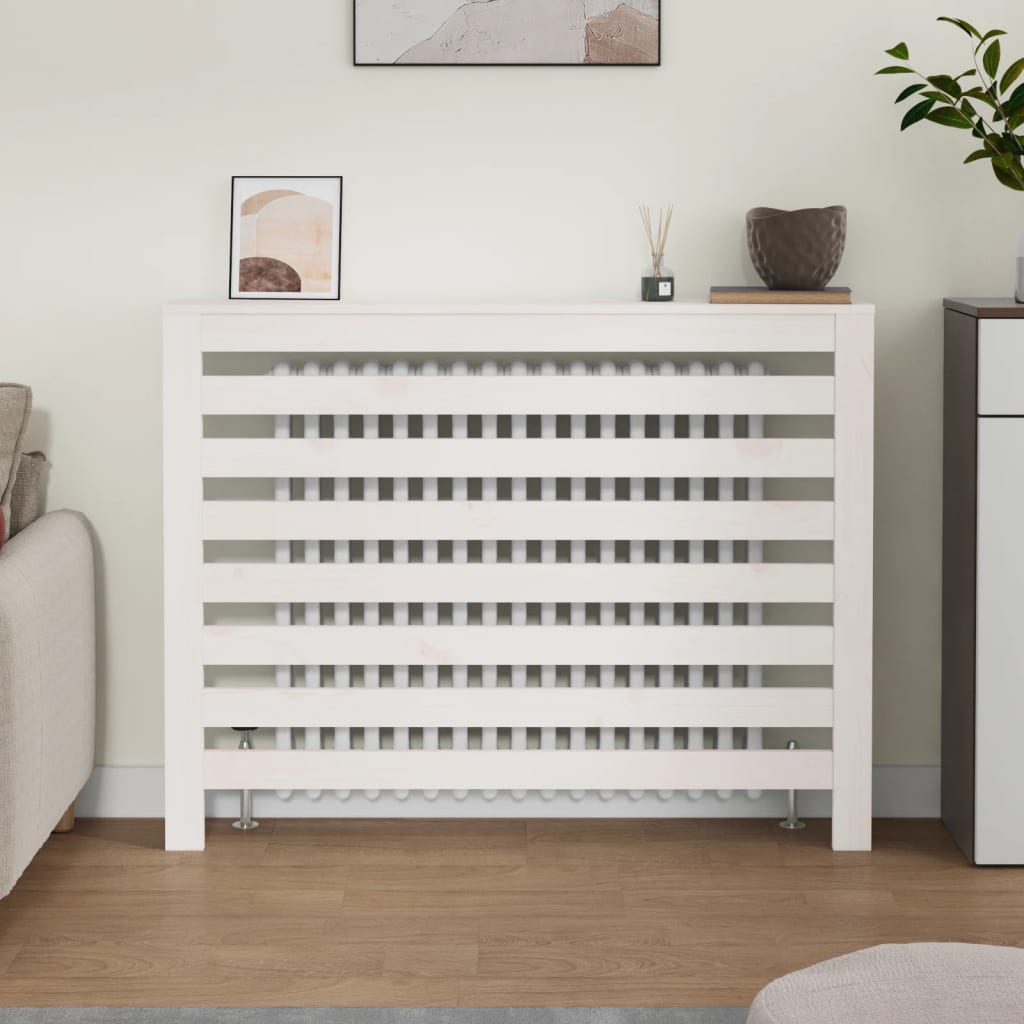 radiatorskjuler 108,5x19x84 cm massivt fyrretræ hvid