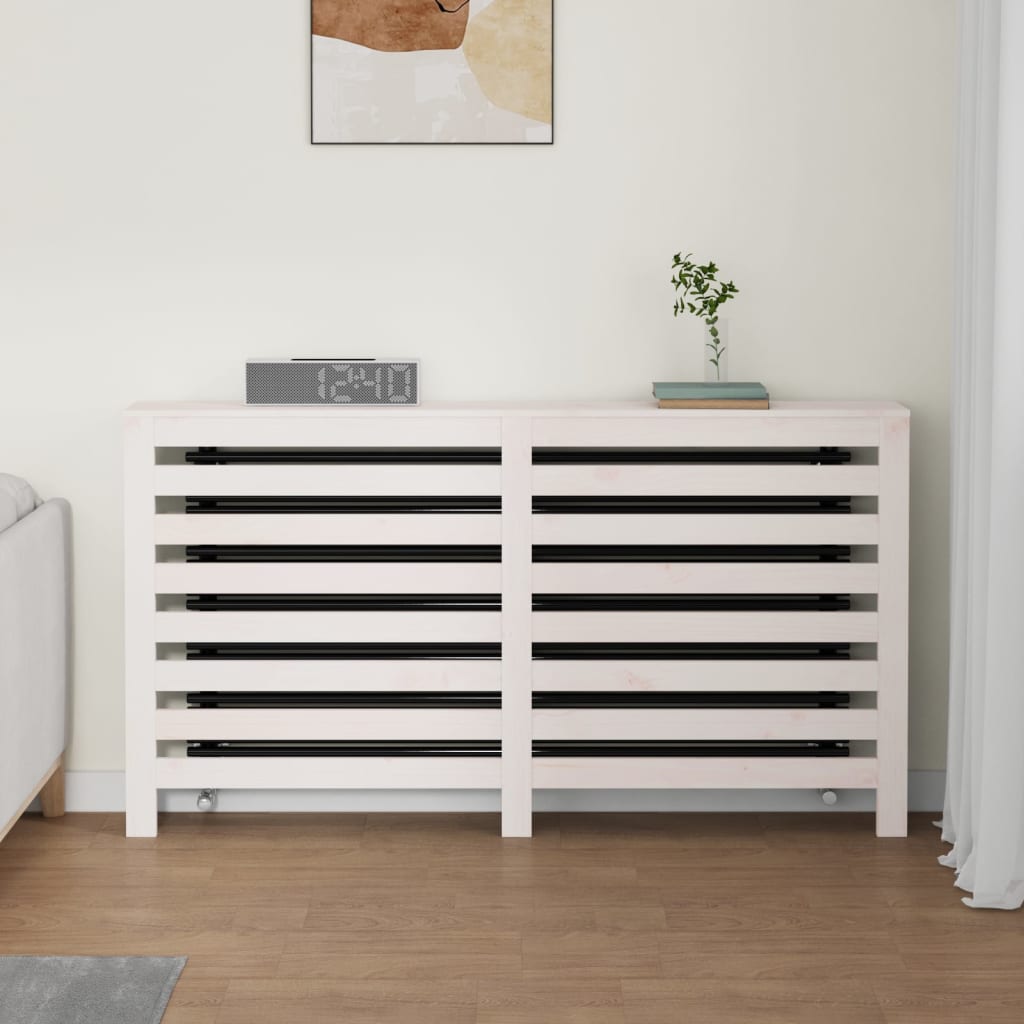 radiatorskjuler 153x19x84 cm massivt fyrretræ hvid