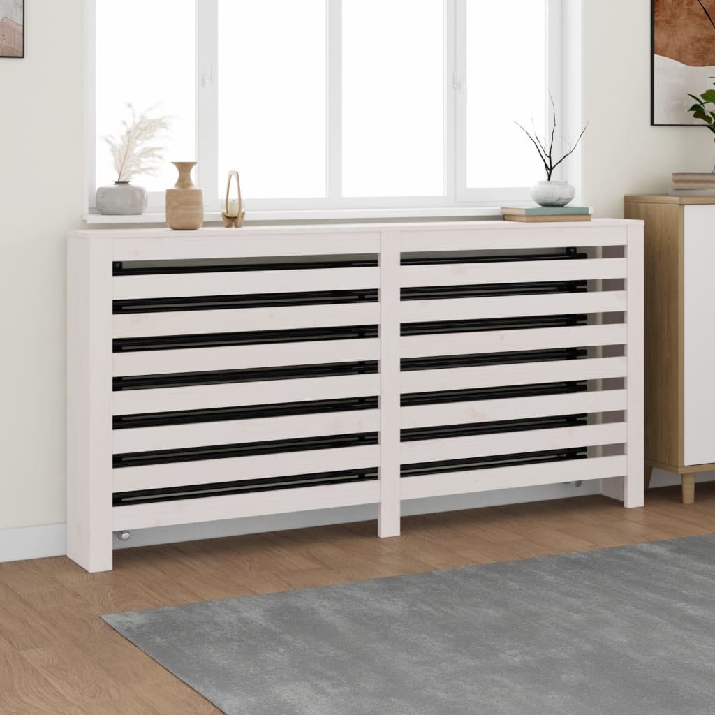 radiatorskjuler 169x19x84 cm massivt fyrretræ hvid