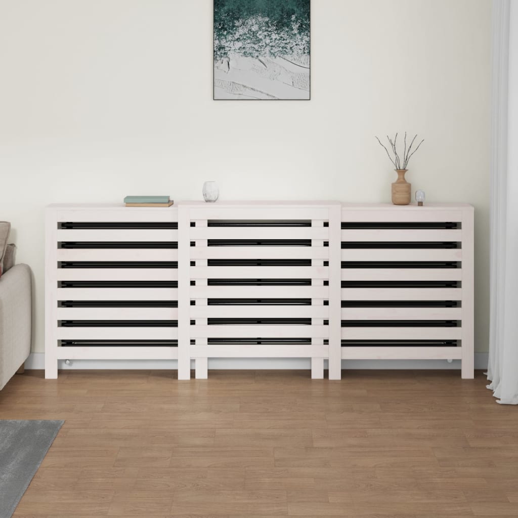 radiatorskjuler 210x21x85 cm massivt fyrretræ hvid
