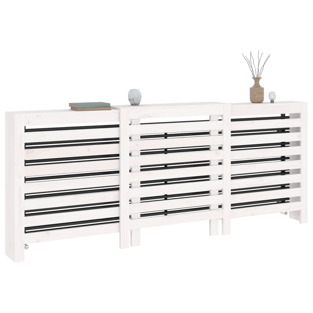 radiatorskjuler 210x21x85 cm massivt fyrretræ hvid