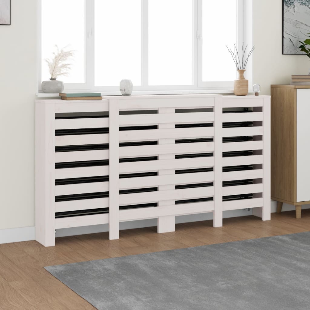 radiatorskjuler 210x21x85 cm massivt fyrretræ hvid