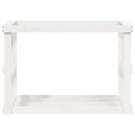 udendørs brændestativ 108x52x74 cm massivt fyrretræ hvid