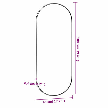 vægspejl 45x100 cm ovalt glas
