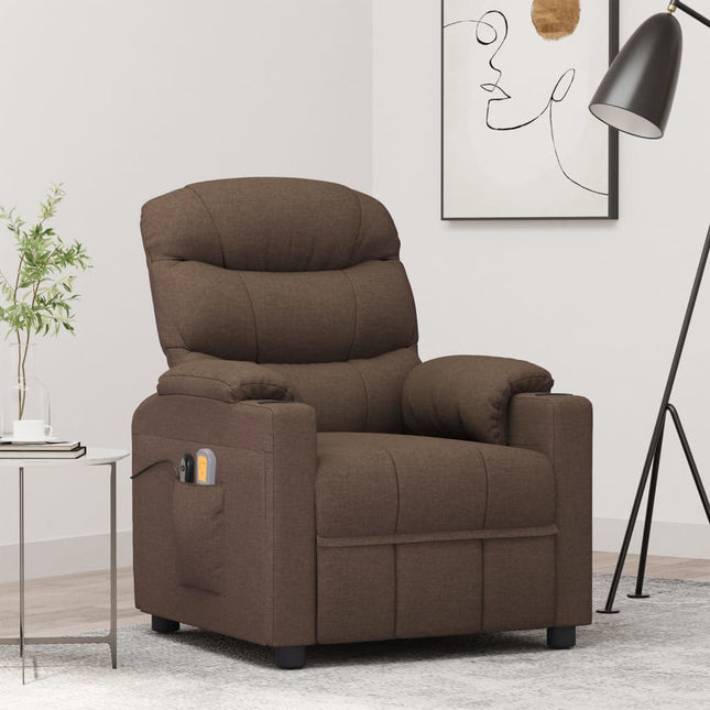 eldrevet massagestol stof brun