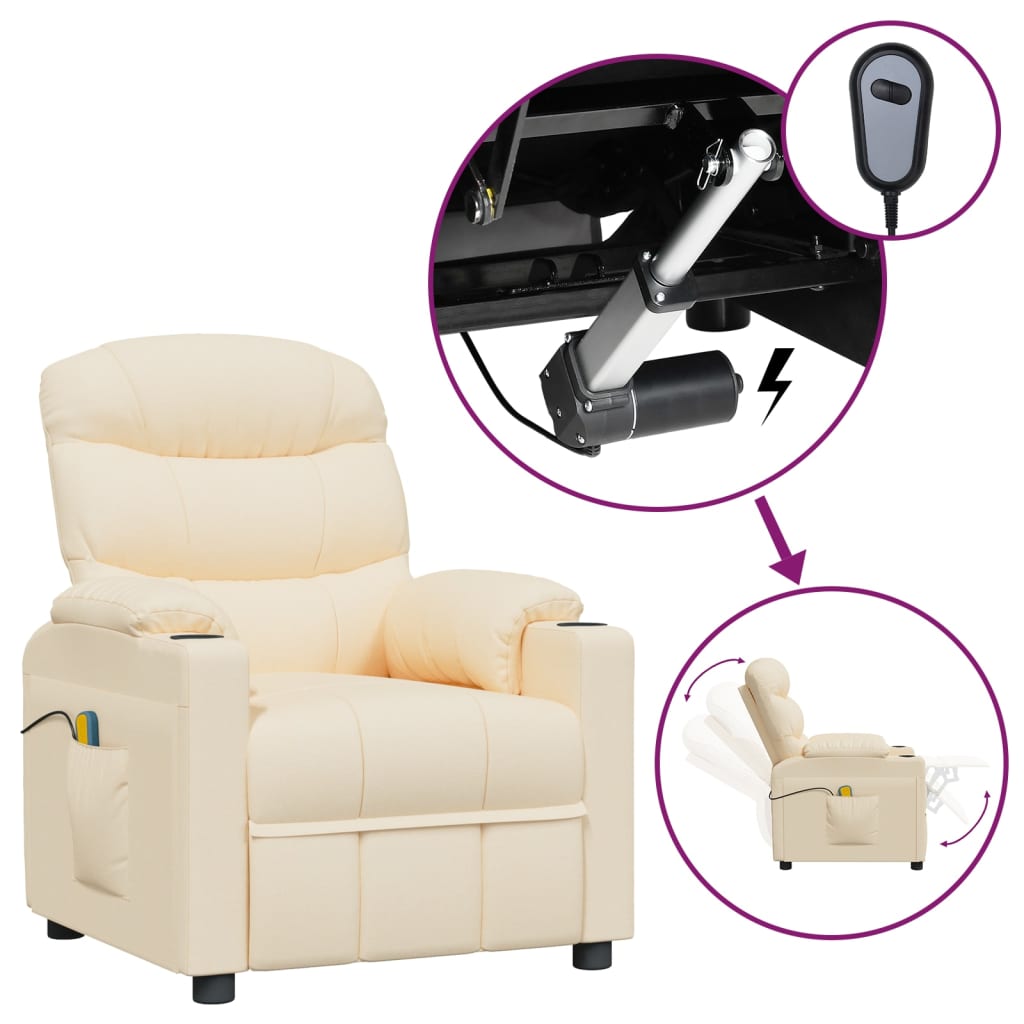 eldrevet massagestol stof cremefarvet