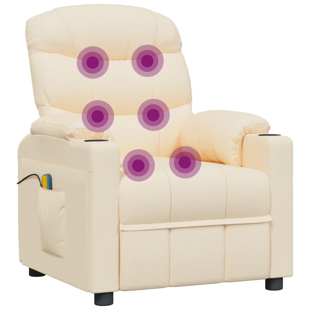 eldrevet massagestol stof cremefarvet