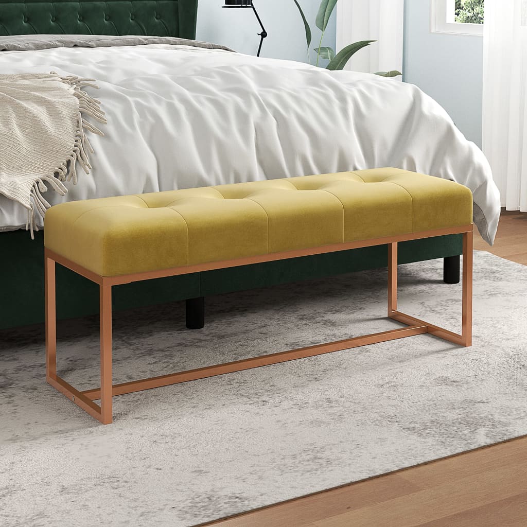 bænk 110x36x45 cm velour sennepsgul billede