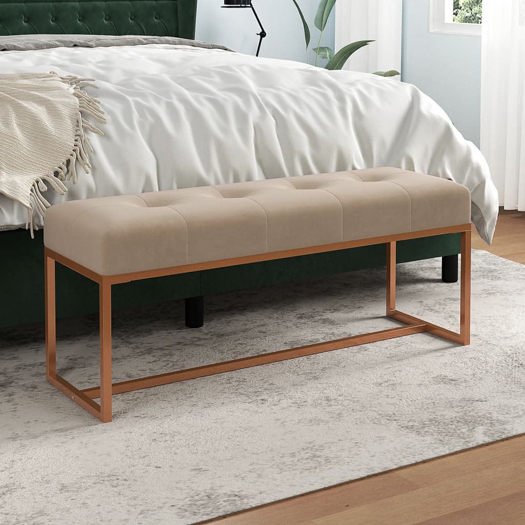 bænk 110x36x45 cm velour beige billede