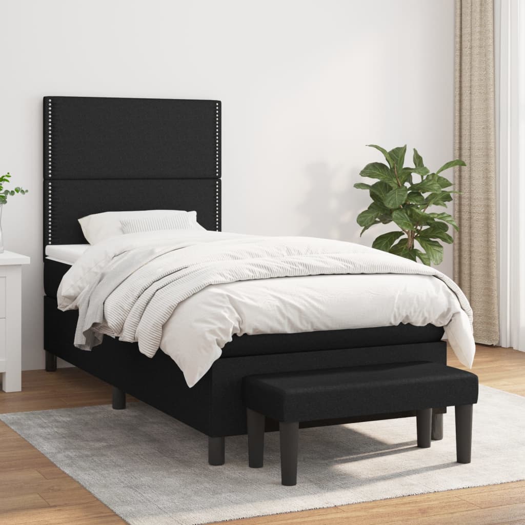 kontinentalseng med madras 90x190 cm stof sort