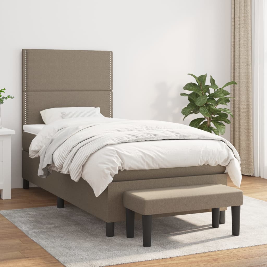 kontinentalseng med madras 90x190 cm stof gråbrun