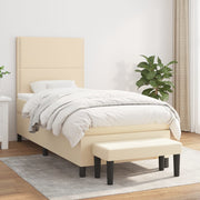 kontinentalseng med madras 90x190 cm stof cremefarvet