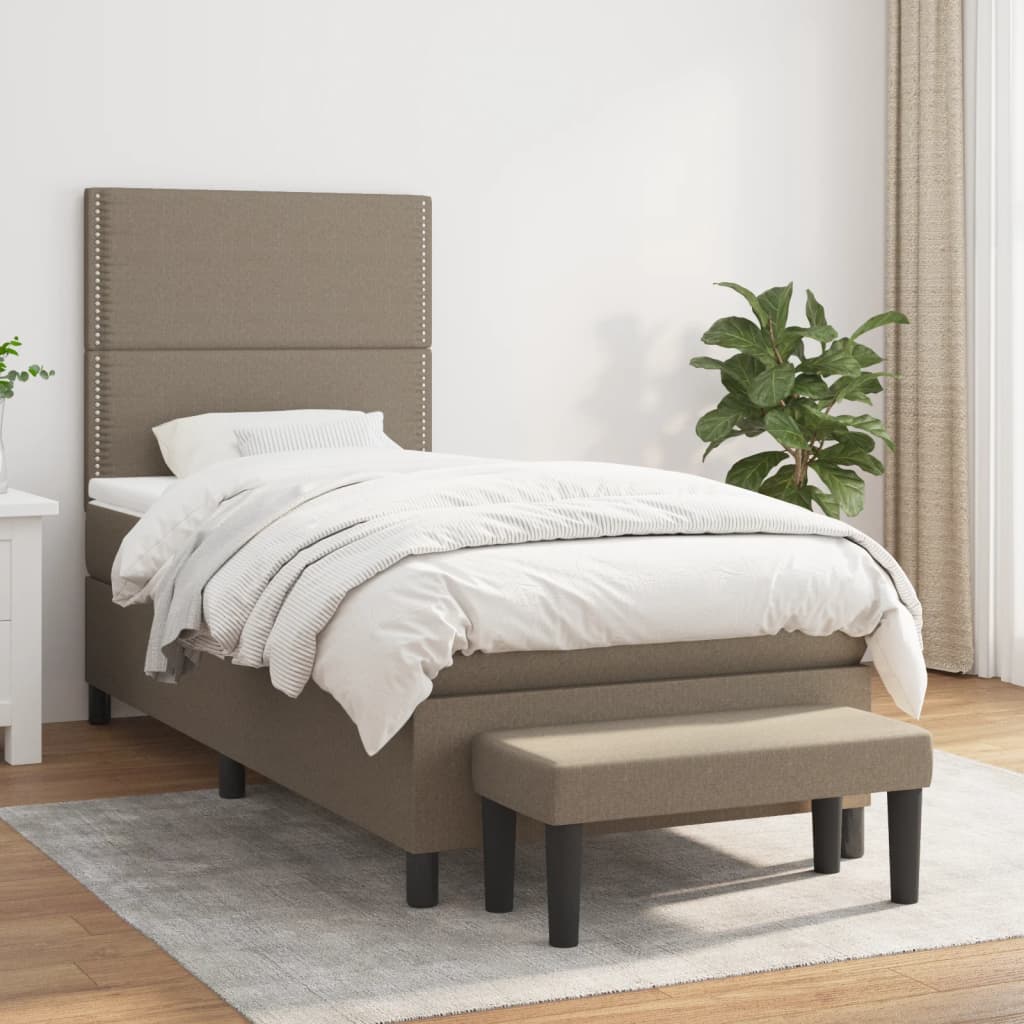 kontinentalseng med madras 90x200 cm stof gråbrun