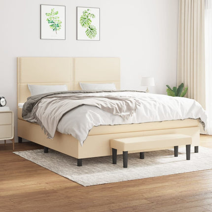 kontinentalseng med madras 180x200 cm stof cremefarvet