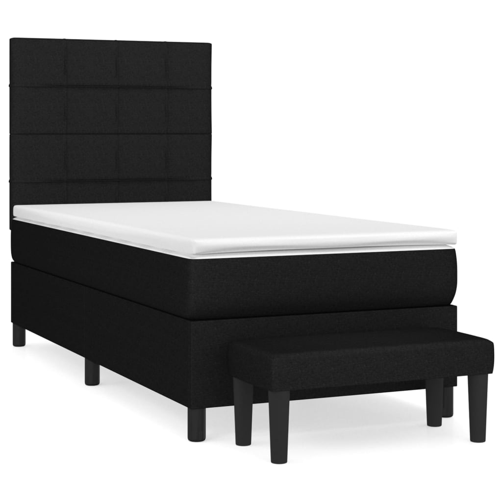 kontinentalseng med madras 90x190 cm stof sort