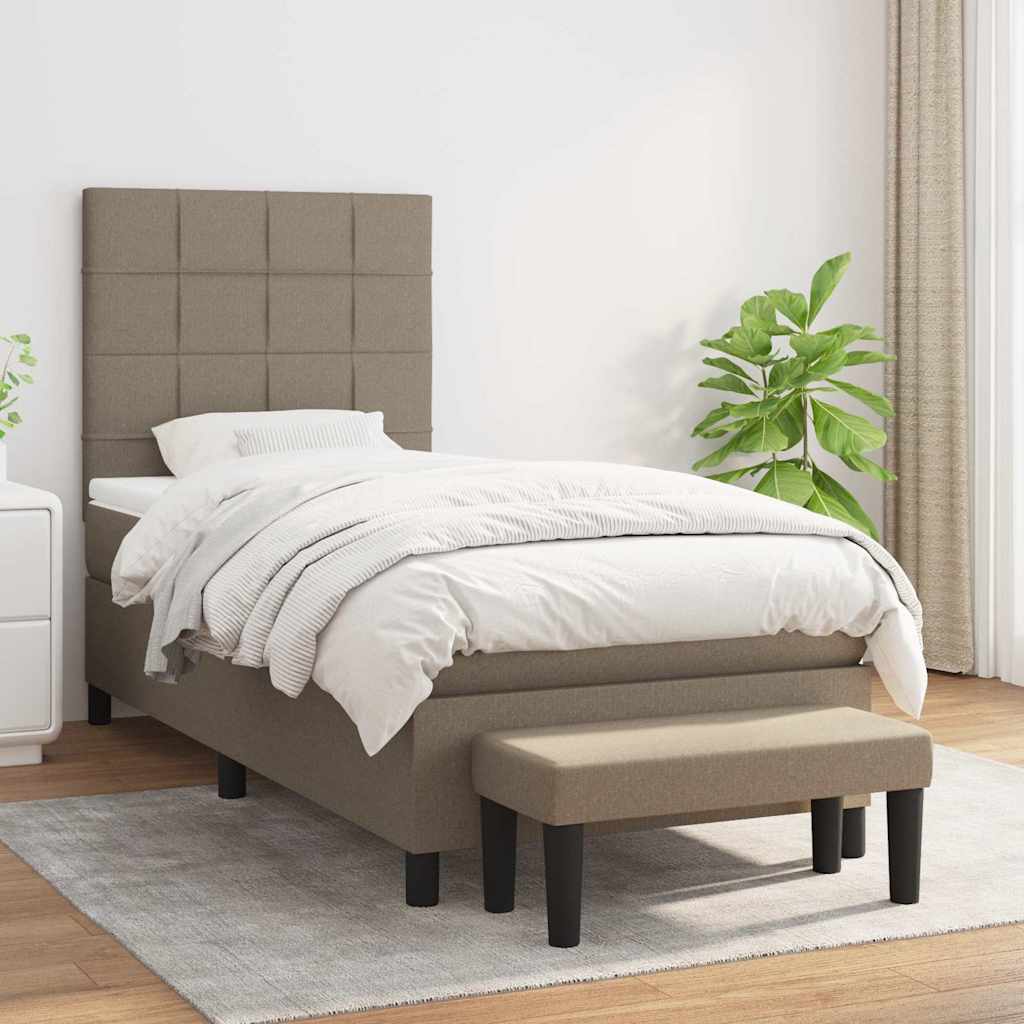 kontinentalseng med madras 90x190 cm stof gråbrun