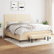 kontinentalseng med madras 180x200 cm stof cremefarvet