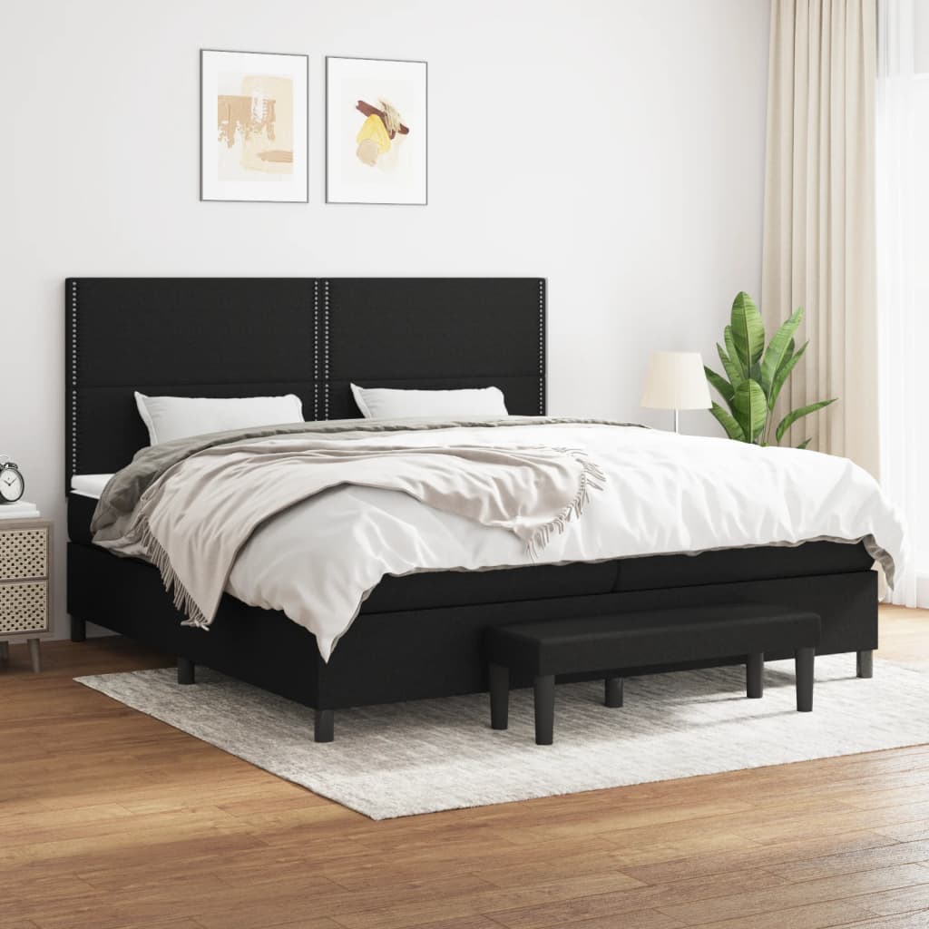 kontinentalseng med madras 200x200 cm stof sort