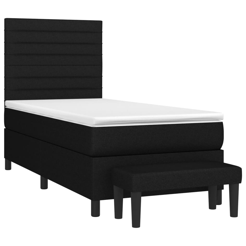 kontinentalseng med madras 90x200 cm stof sort