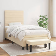 kontinentalseng med madras 90x200 cm stof cremefarvet
