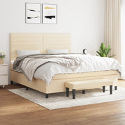 kontinentalseng med madras 180x200 cm stof cremefarvet