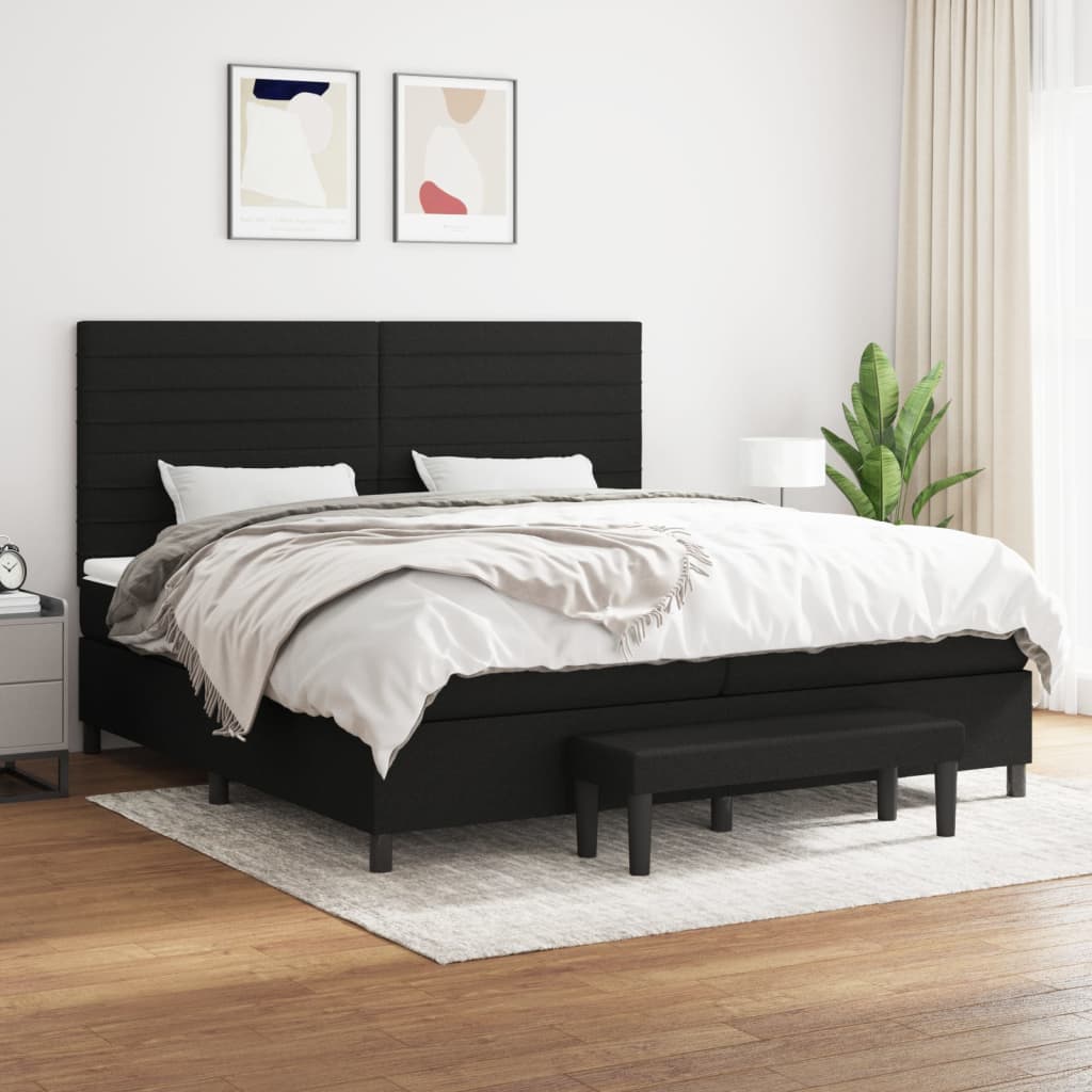 kontinentalseng med madras 200x200 cm stof sort