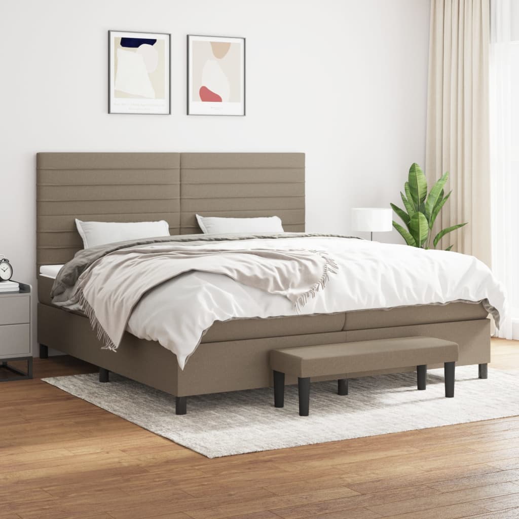 kontinentalseng med madras 200x200 cm stof gråbrun