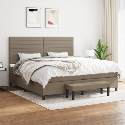 kontinentalseng med madras 200x200 cm stof gråbrun
