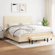 kontinentalseng med madras 200x200 cm stof cremefarvet