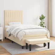 kontinentalseng med madras 90x190 cm stof cremefarvet