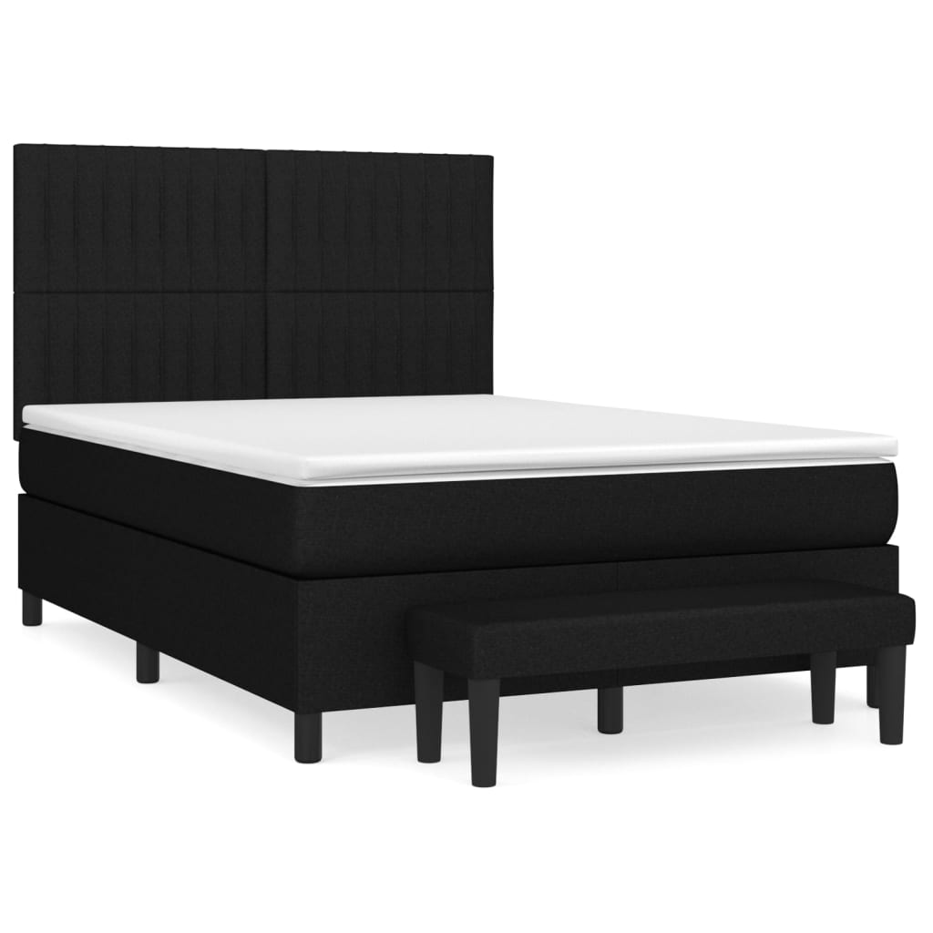 kontinentalseng med madras 140x190 cm stof sort