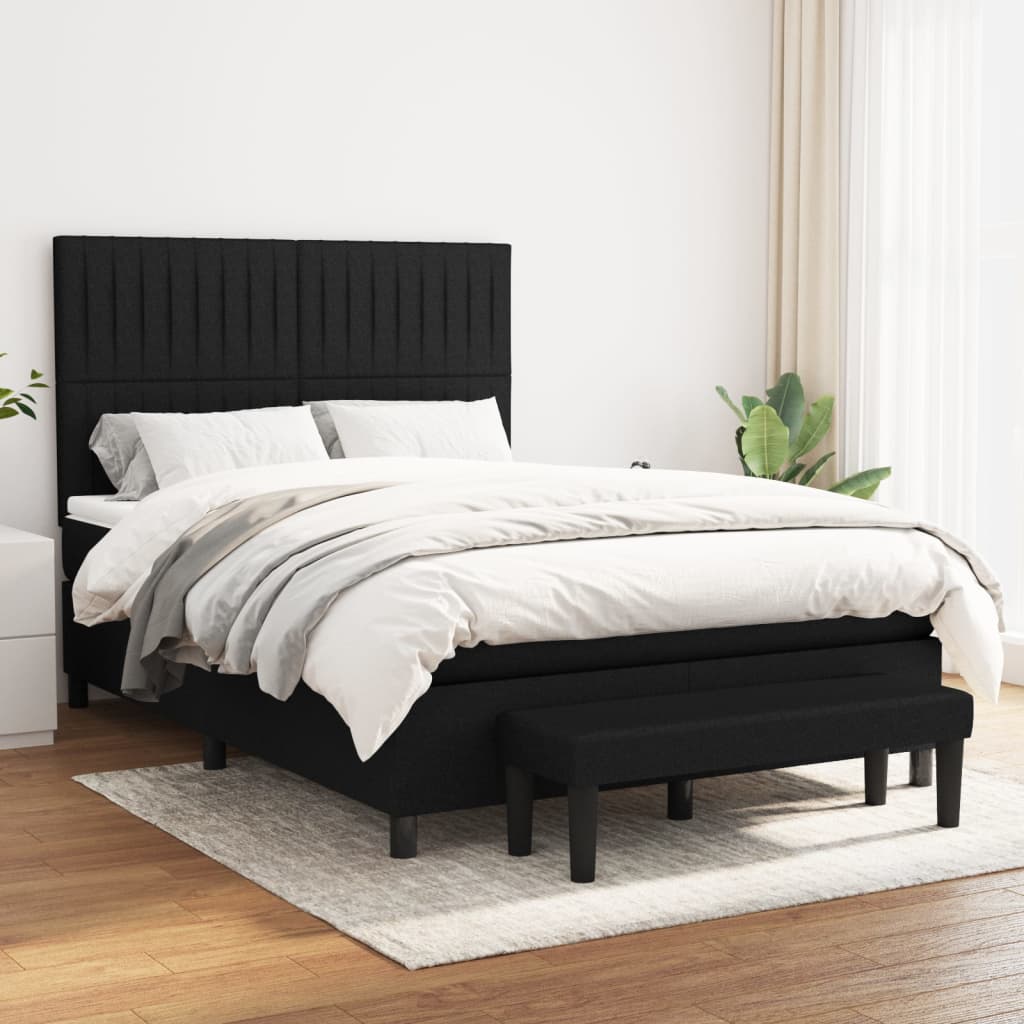kontinentalseng med madras 140x190 cm stof sort