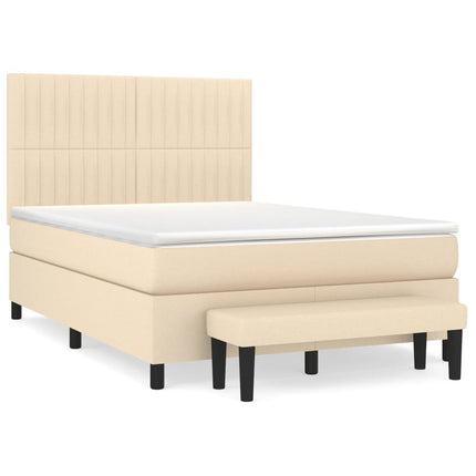kontinentalseng med madras 140x190 cm stof cremefarvet