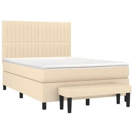 kontinentalseng med madras 140x190 cm stof cremefarvet