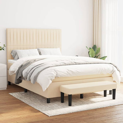 kontinentalseng med madras 140x190 cm stof cremefarvet