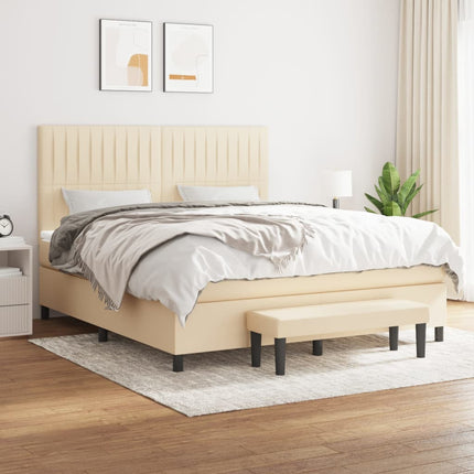 kontinentalseng med madras 160x200 cm stof cremefarvet