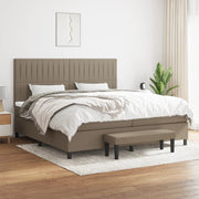 kontinentalseng med madras 200x200 cm stof gråbrun
