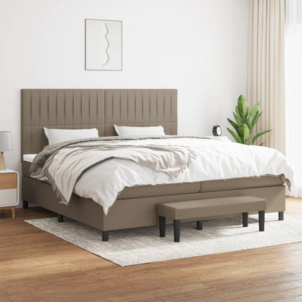 kontinentalseng med madras 200x200 cm stof gråbrun