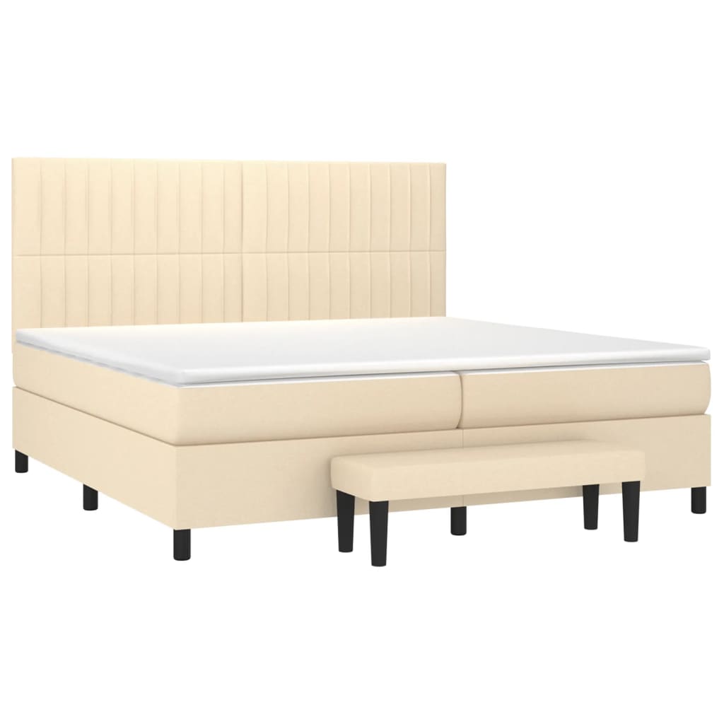 kontinentalseng med madras 200x200 cm stof cremefarvet